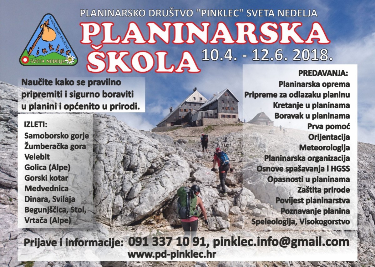 Opća Planinarska škola PD Pinklec 2018.